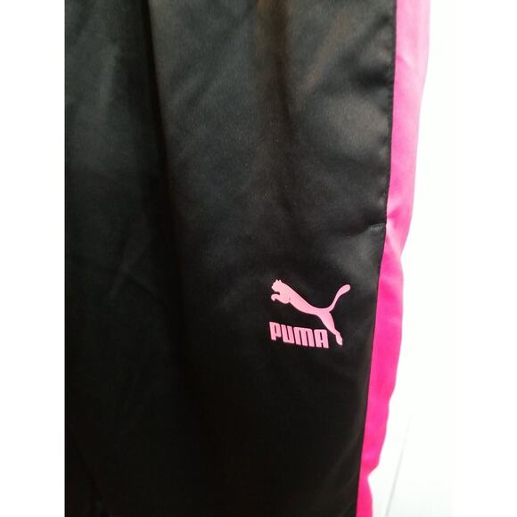 Puma Women's Y2K Black/ Hot Pink Striped Satin Jogger Pants Size XXL - Picture 2 of 11